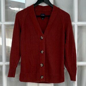 Gap Button Down V-Neck Seed Stitch Knit Cotton Cardigan